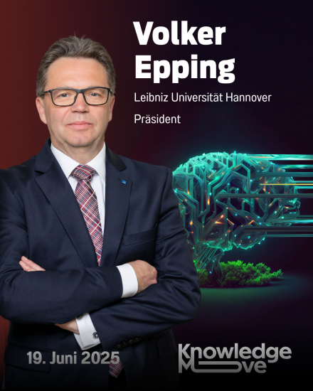 Volker Epping, Präsident der Leibniz Universität Hannover, im Anzug vor dunklem Hintergrund. Event: 19. Juni 2025.